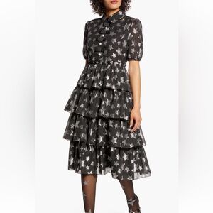 Halogen X Atlantic Pacific metallic Star Chiffon dress